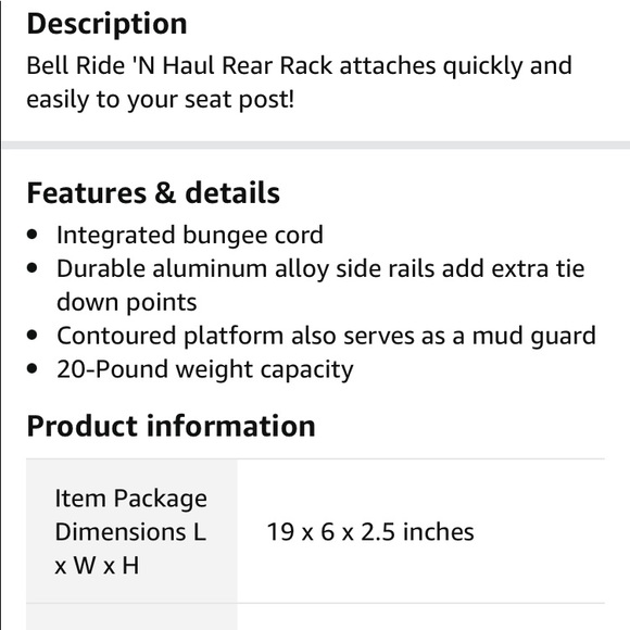 Bell Ride 'N Haul Rear Rack - Picture 2 of 4